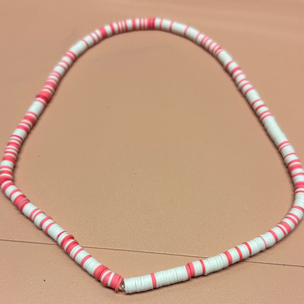 Pink and White Beaded Necklace